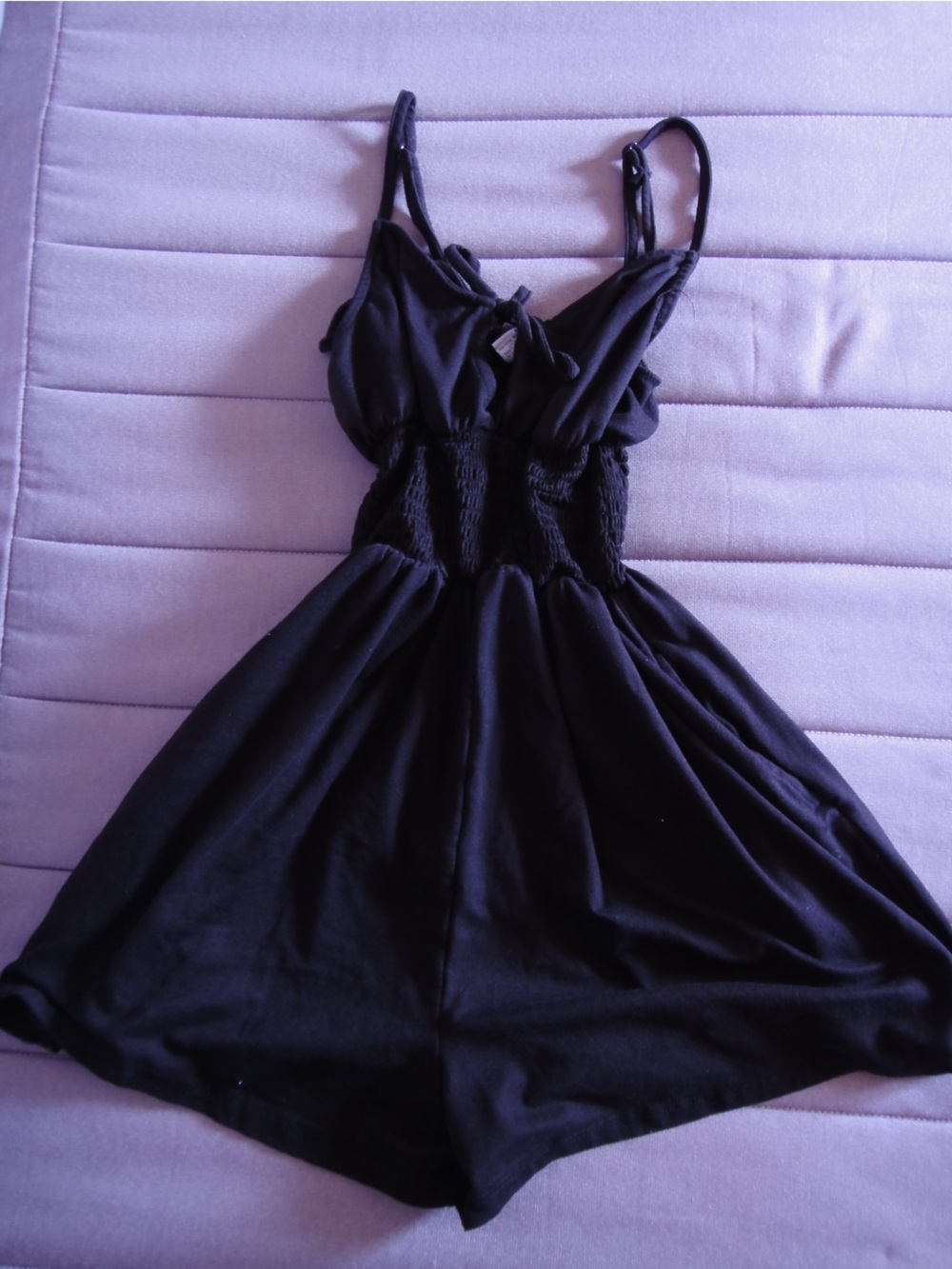 Black Smocked Waist Summer Romper